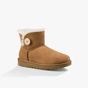 Ugg Mini Bailey Button II Klassiska Stövlar Dam Bruna (693704INP)